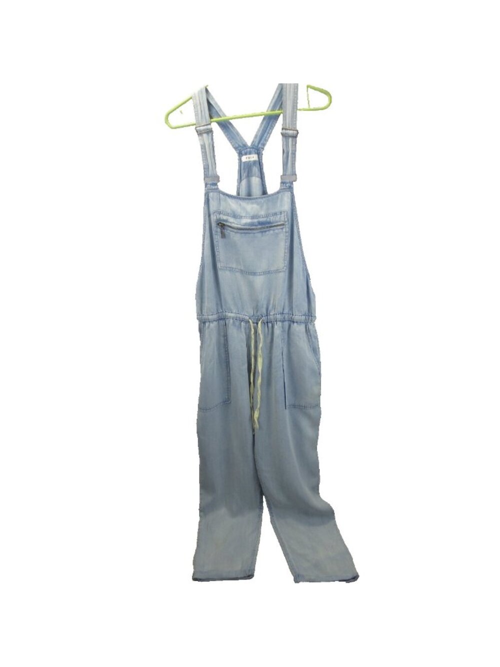 Priv Womens M Loose Fit Light Distressed Denim Blue Overalls Romper Pockets Wais
